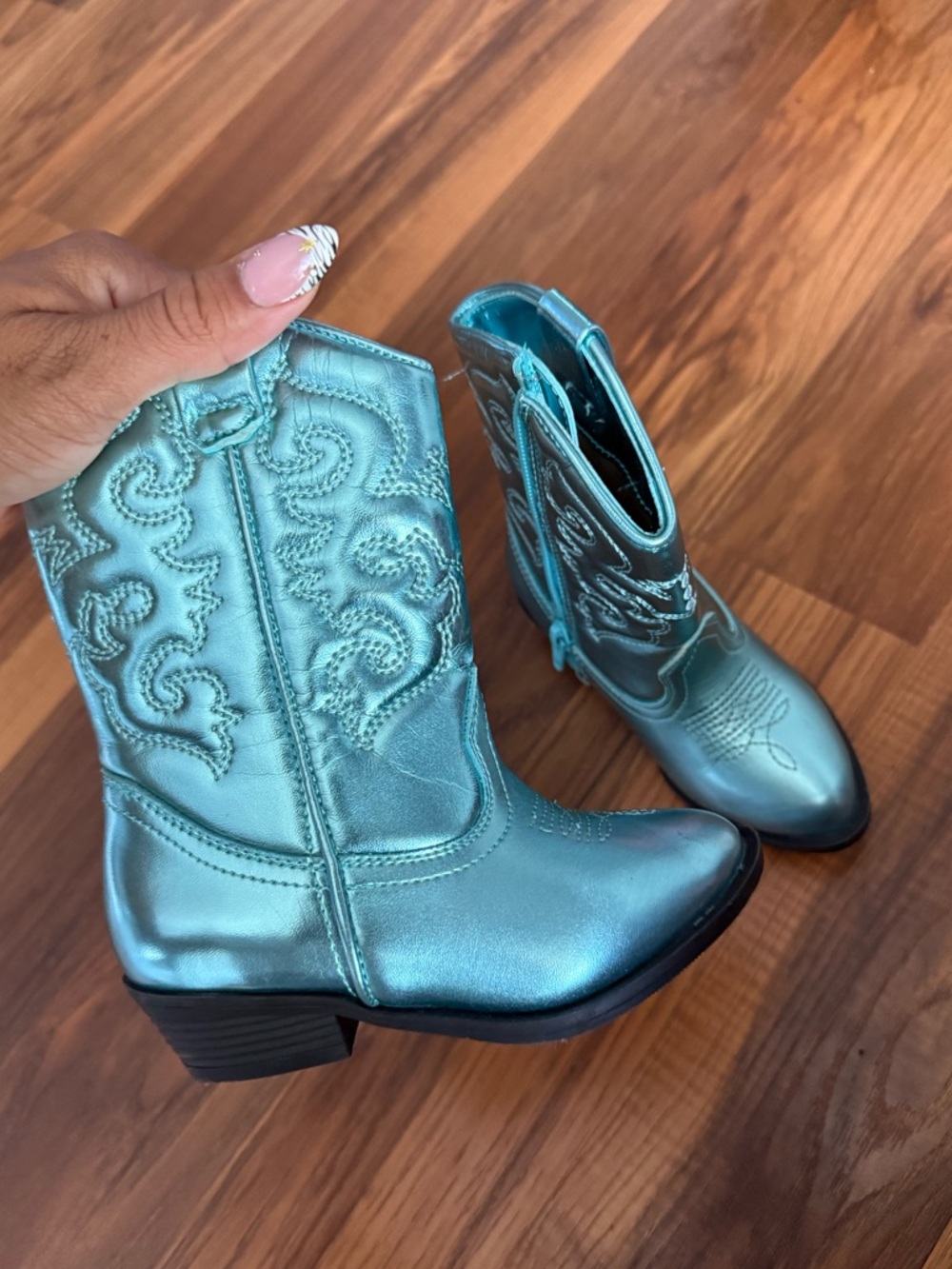 Kids Metallic Teal Western Cowboy Boots Tate and Tucker Zara and UGG